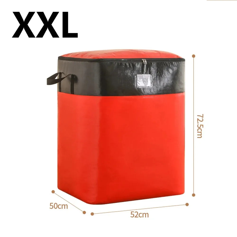 Thickened Eco-friendly Luggage Bag Waterproof Woven Bag Transfer Storage Wear-resistant Bag Large Capacity Foldable Moving Bag Qme Red XXL 180L