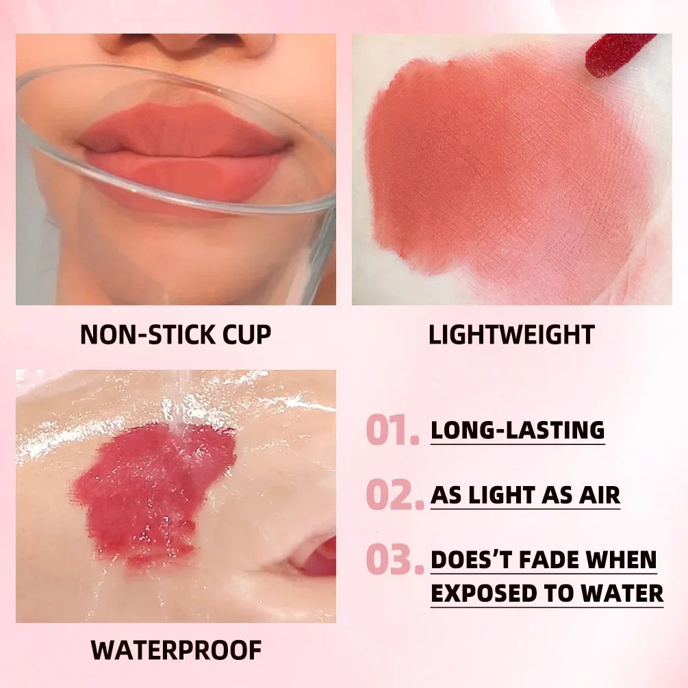 QIBEST New 24 Colors Matte Liquid Lipstick Long lasting Nude Brown Purple Lip tint Non-Stick Sexy Red Lipgloss Waterproof Makeup Qme
