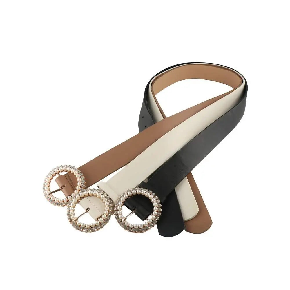 Elegant Vintage Fashion Retro Round Buckle Pu Leather Korean Belt Qme