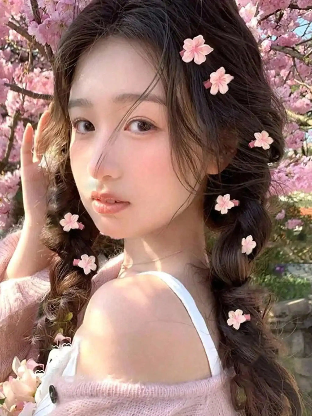 Women's Fashion Chrysanthemum Hair Clip Cherry Blossom Sweet Flower Qme