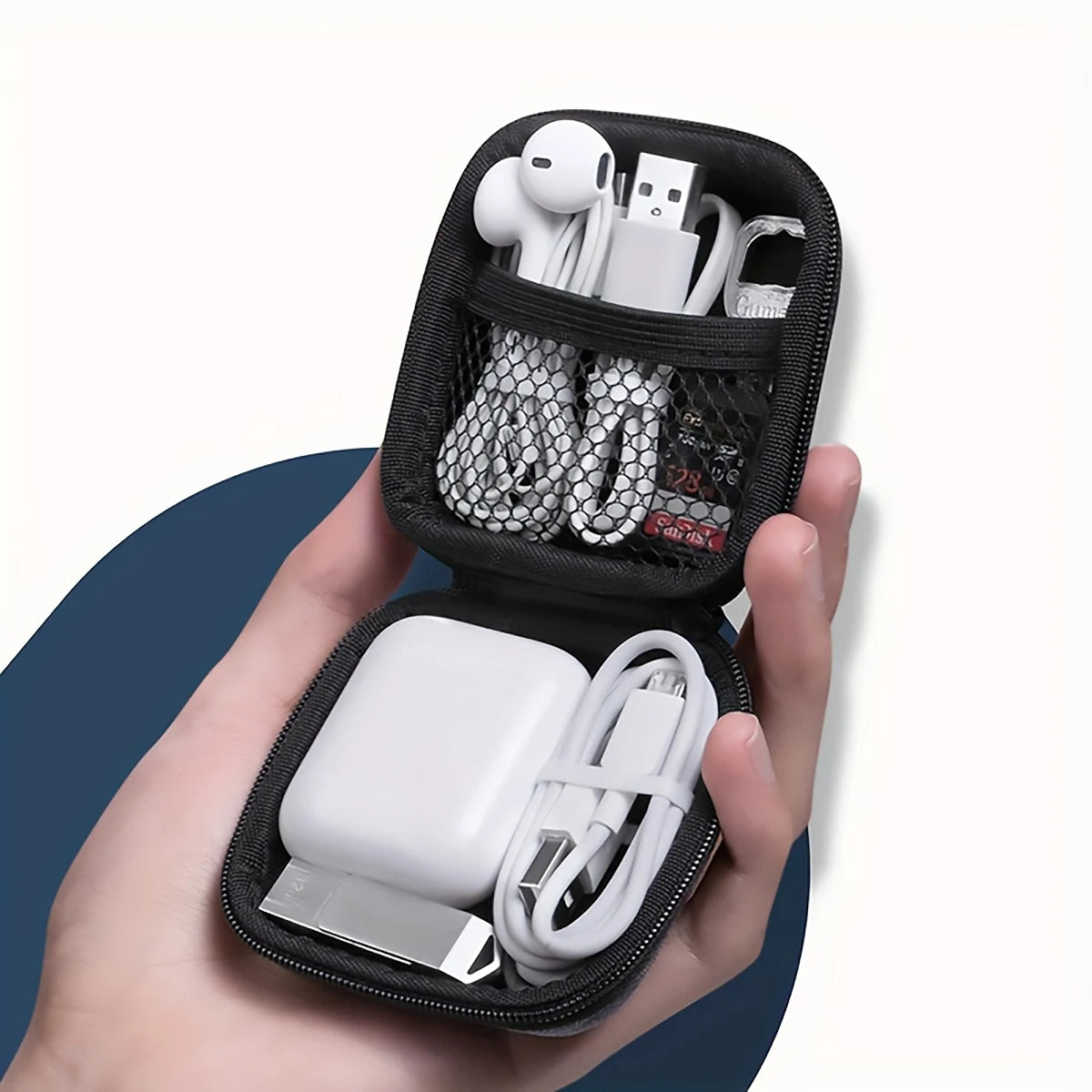 Digital Protective Case Portable Mobile Power Mouse Supply Data Cable Qme black