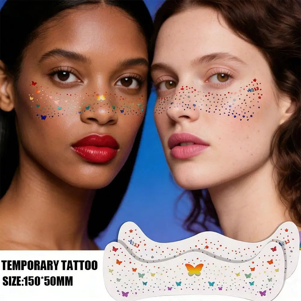Fourth July Face Tattoos Glitter Freckles Makeup Independence Day Qme