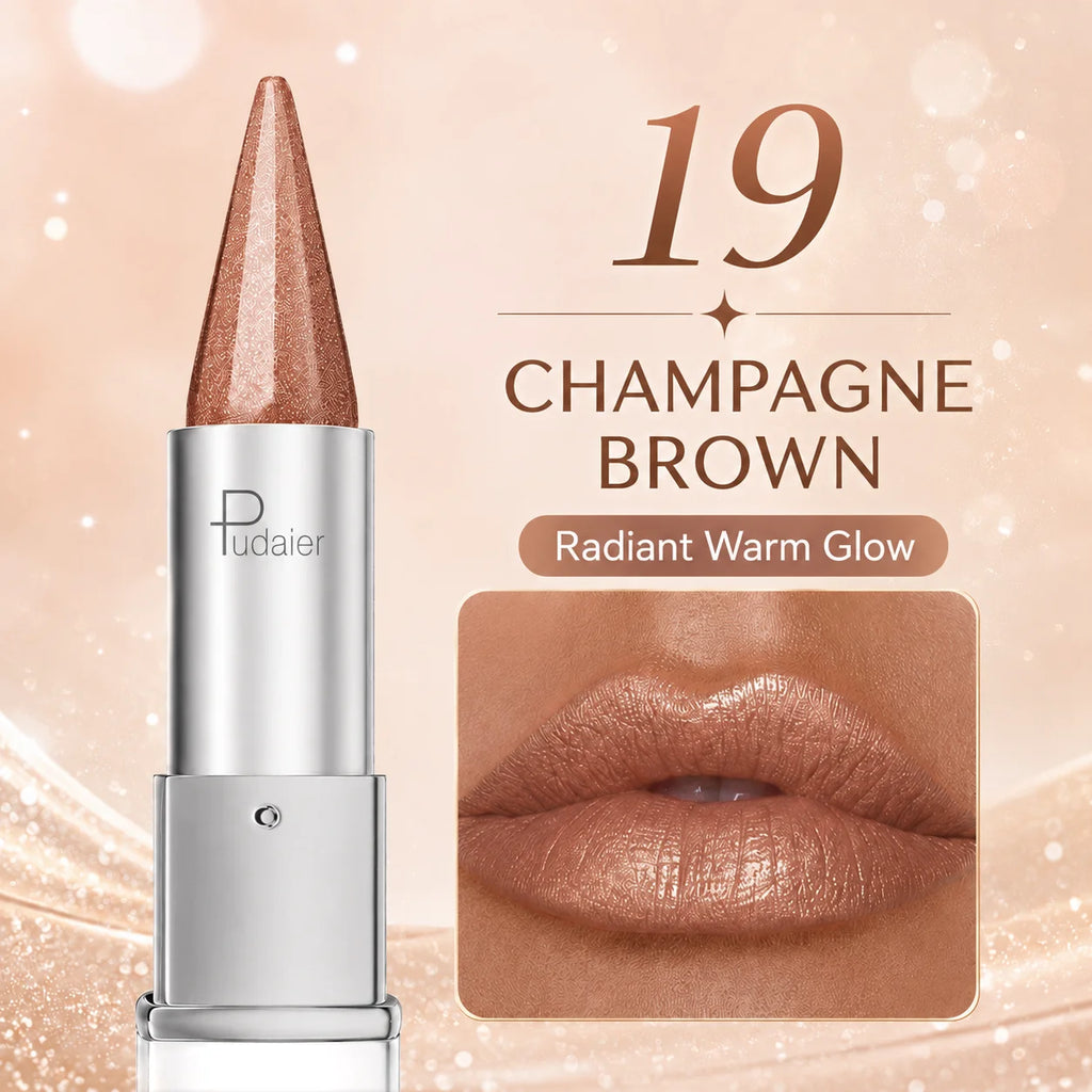 Shimmer Lipstick Fine Glow Pink Nude Lip Balm Long Lasting Qme 19 4g Full Size