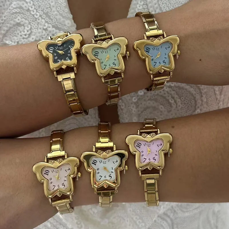 Dropshipping Italian Elastic Charm DIY 9mm Width Stainless Butterfly Watch Women's Bracelet Bangle For Party Friend Jewelry Gift Qme