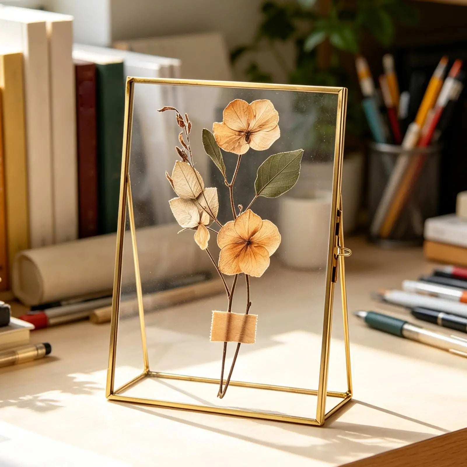 Double Glass Frame Pressed Flowers 4x6in Handmade Clear Floating Qme