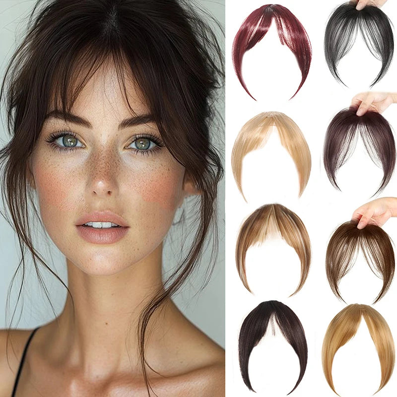 Natural Hair Wig Bangs Synthetic Fluffy Extensions Clip-on Hairpieces Qme