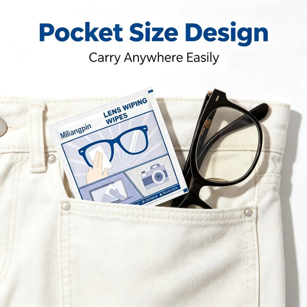 Anti-fog Cleaning Wipes for Glasses, Individually Wrapped, Long-lasting Anti-fog Without Blurring, Wipes Without Leaving Streaks Qme