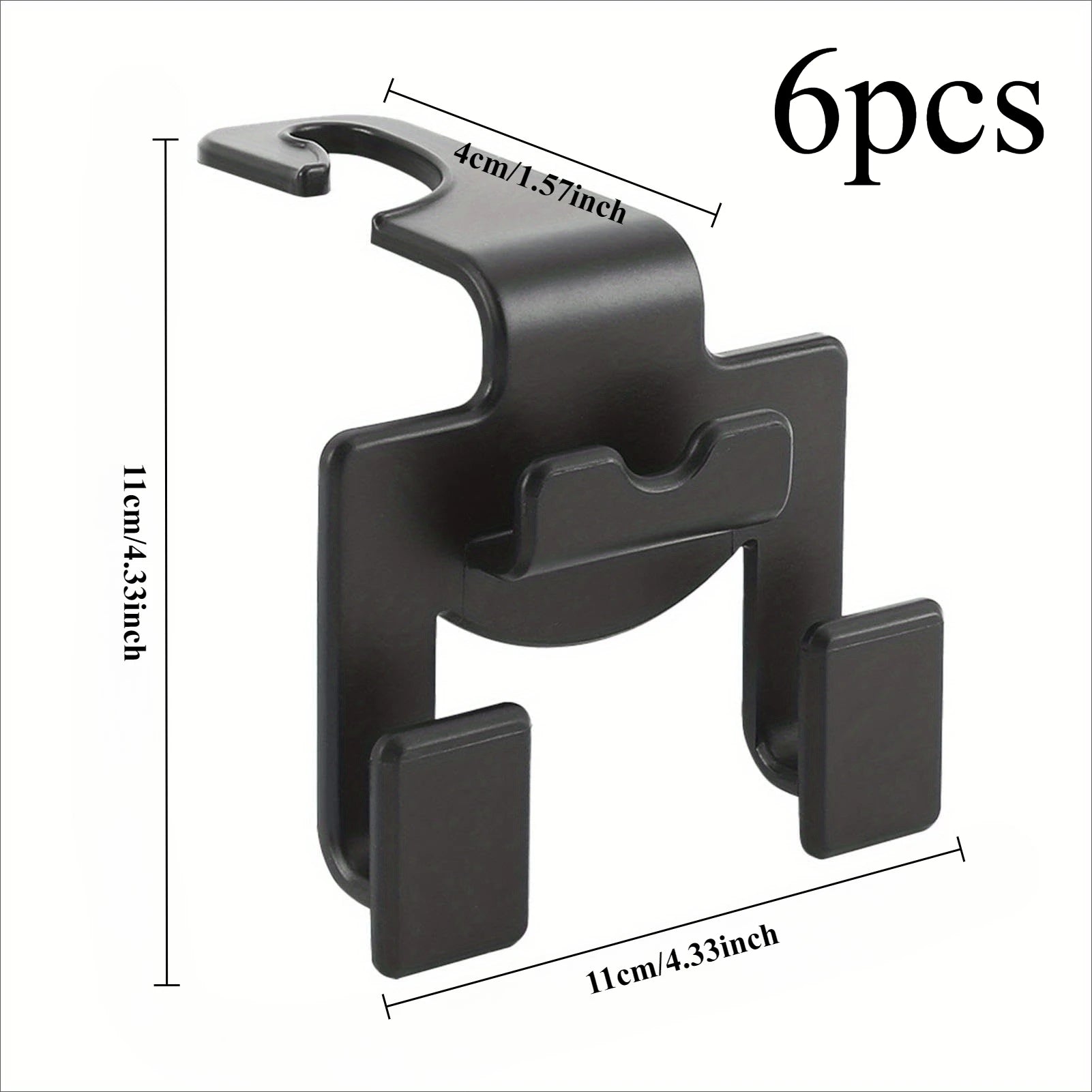 Versatile Car Seat Back Hook - Fits Front & Rear Seats Qme Black