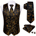 Men's Paisley Floral Vest Includes Matching Tie Cufflinks Weddings Qme MJ-2037 XXXL