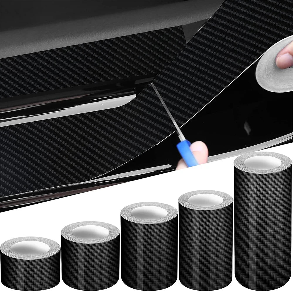 3D Nano Carbon Fiber Car Tape Black Car Door Edge Guards Side Mirror Anti-Scratch Collision Strip Waterproof Protector Film Tape Qme