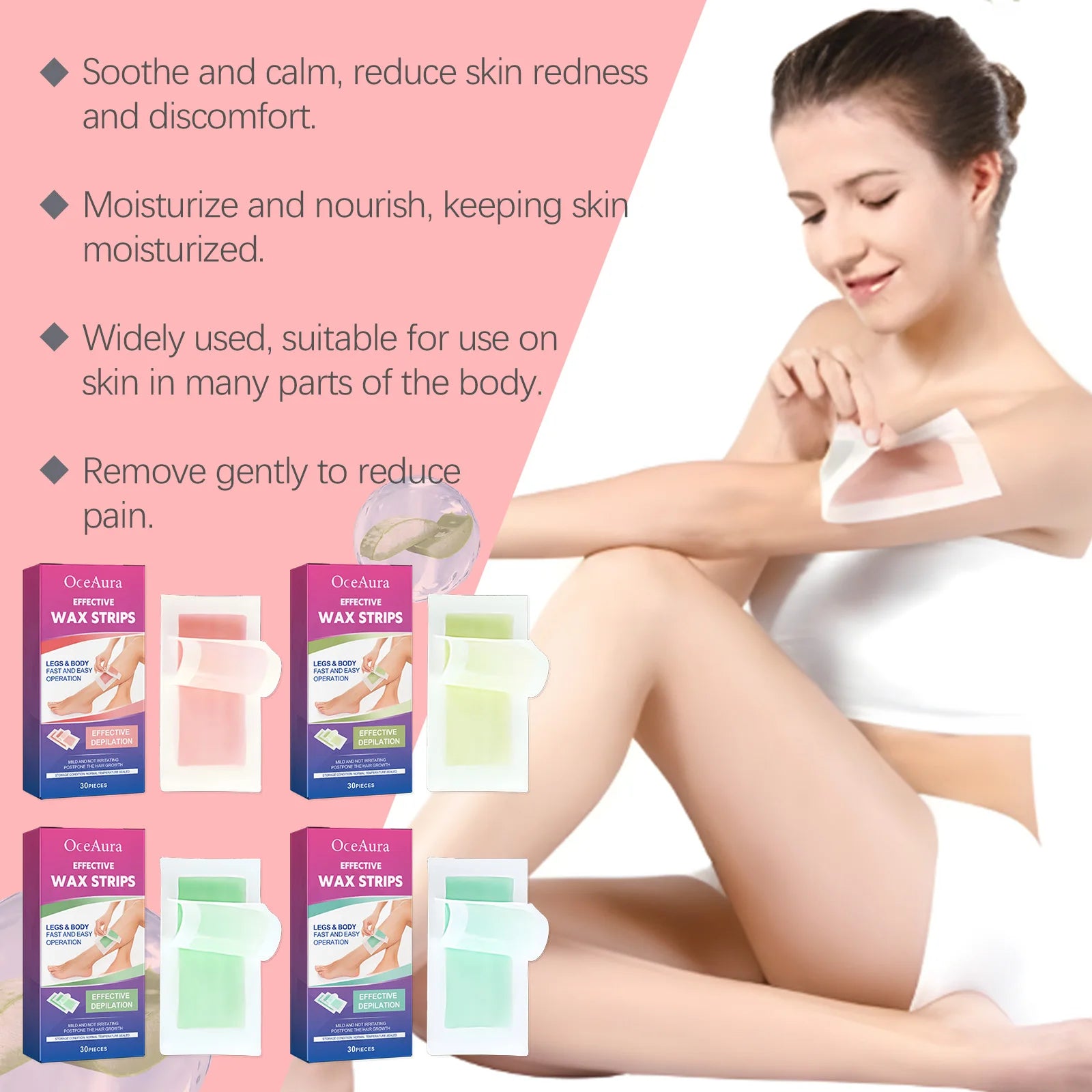 Hair Removal Wax Strip Professional Depilatory Cold Wax Strip Long Lasting Smooth Effective Gentle Body Facial Depilatory Qme