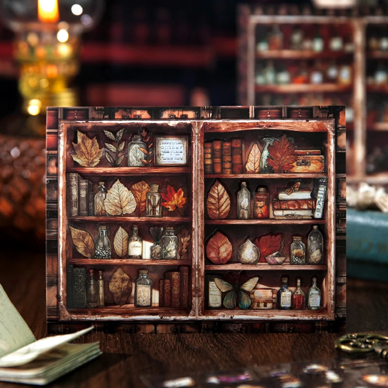 Wendy's Cabinet Vintage Scene Stickers, Rich Elements Realistic Design, Desk Decor, Fun Leisure Crafts Qme