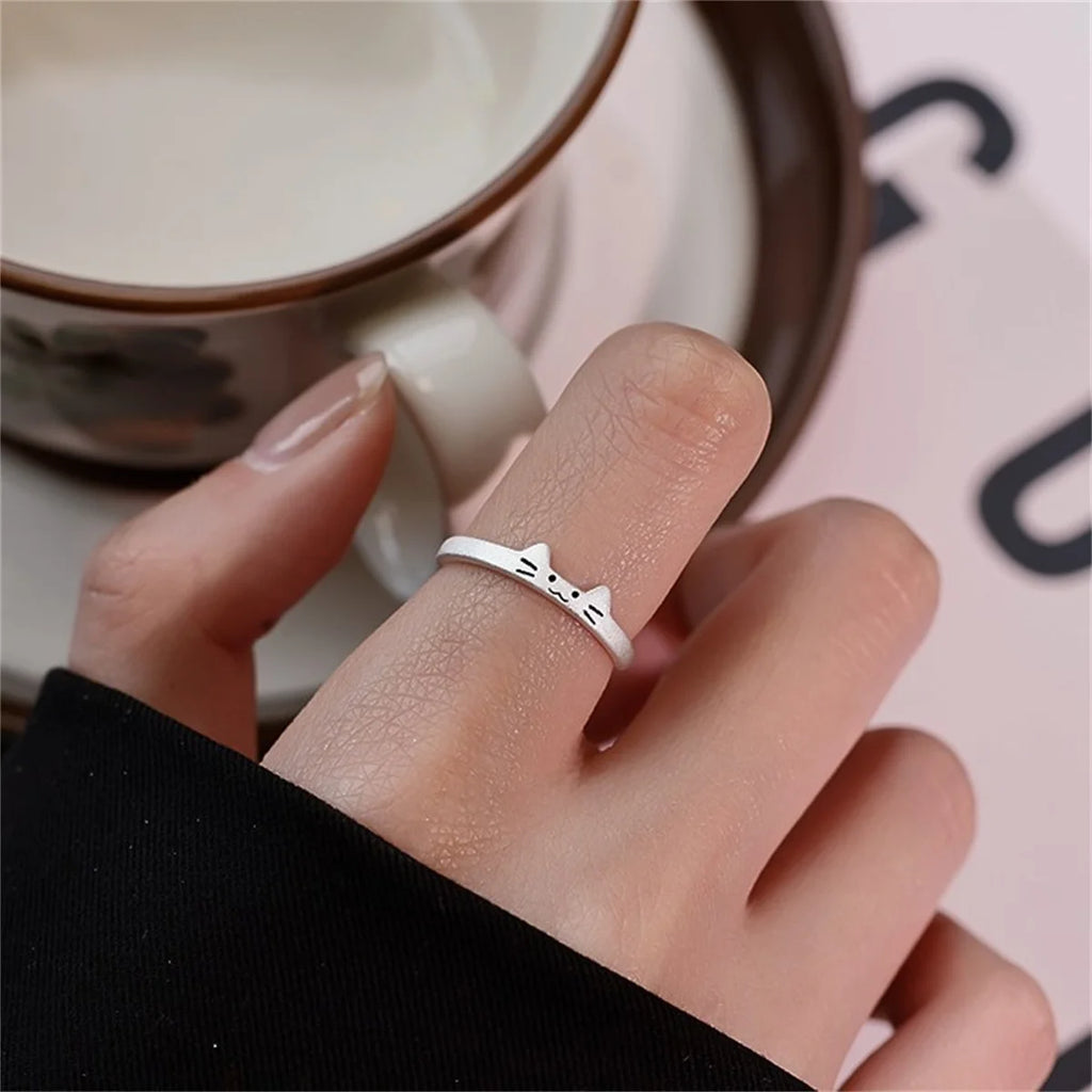 1/2pcs Animal Cute Cat Dog Animal Couple Ring for Women Men Fashion Statement Lover Rings Valentine's Day Party Jewelry Gifts Qme