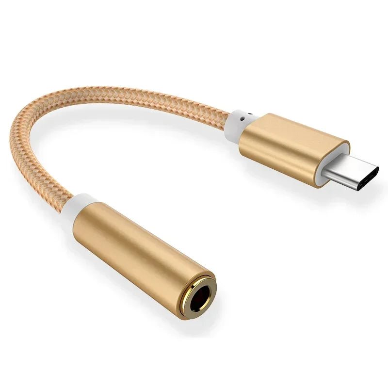 10pcs USB Type C To 3.5mm Audio Jack Adapter for Wired Headphones Connecting Cellphones Type C To Earphones Cable Converter Qme golden