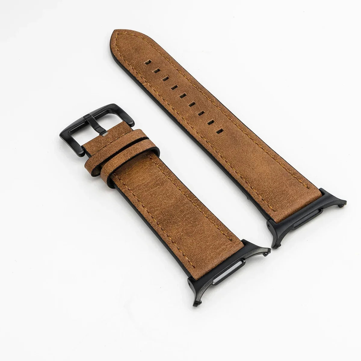 Leather Band for Samsung Galaxy Watch 7 Ultra 47mm No Gaps Strap SmartWatch Bracelet for Galaxy Watch 7Ultra Wristband Correa Qme YBrown Black Galaxy Watch 7 Ultra
