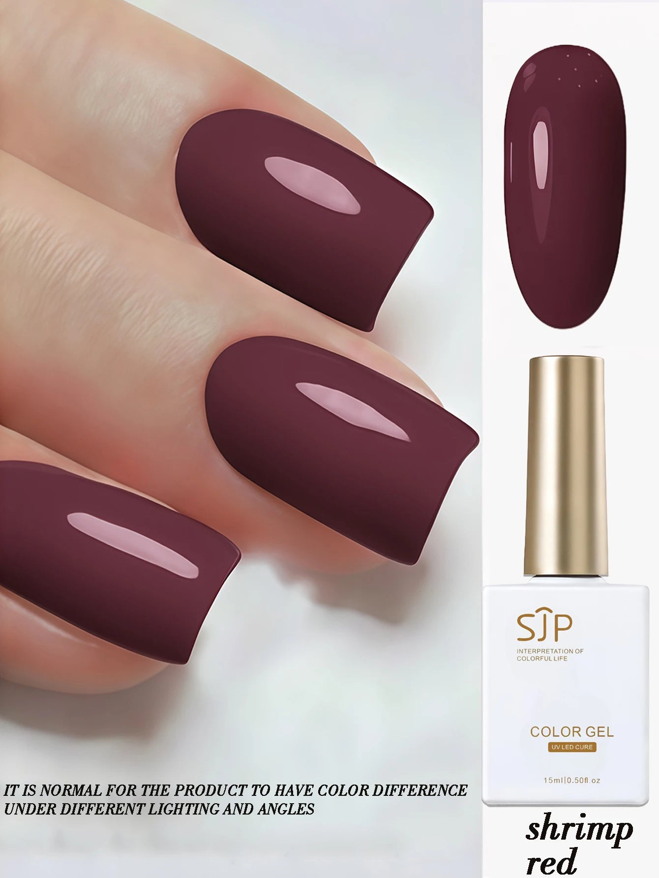 Gel Nail Polish Purple Pink Glitter Semi Permanent Soak Off UV LED Qme shrimp red