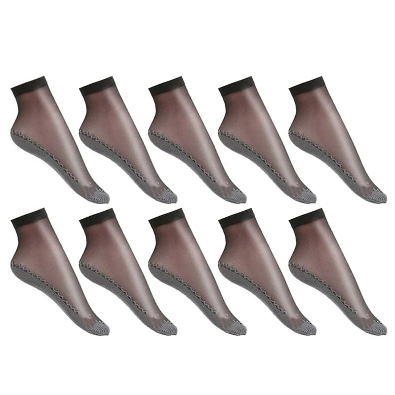 1 10 Pairs Women Socks Soft Woman Summer Ultrathin Breathable Sock Qme Black-10Pairs- One Size