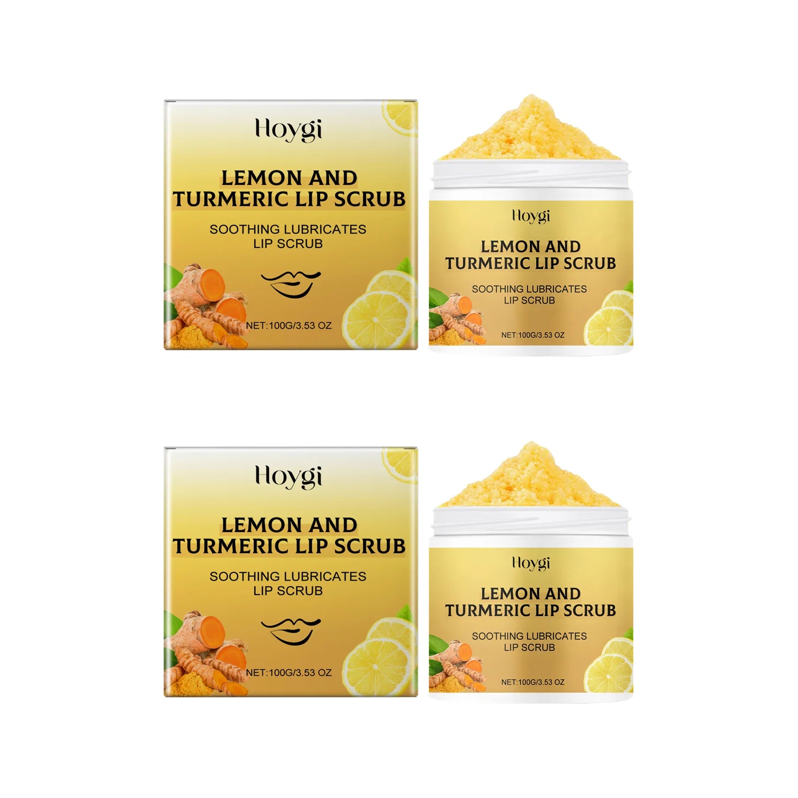 Turmeric Lemon Lip Scrub Dead Skin Removal Exfoliating Moisturizing Balm for Dry Chapped Lips Fade Lip Lines Nourishing Lip Care Qme 2Pcs