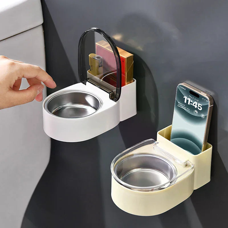 Personalized Bathroom Storage Box, Fashionable Non-Perforated Stainless Steel Wall Hanging Ashtray Qme
