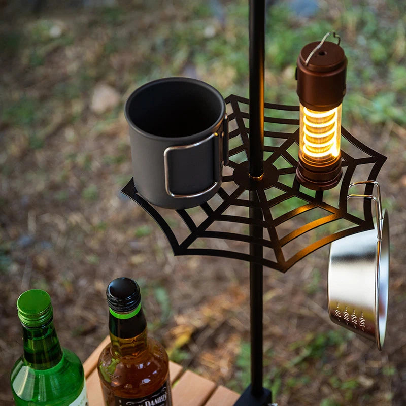 Outdoor Camping Lamp Stand Tray Storage Table Board Pole Blackened Qme
