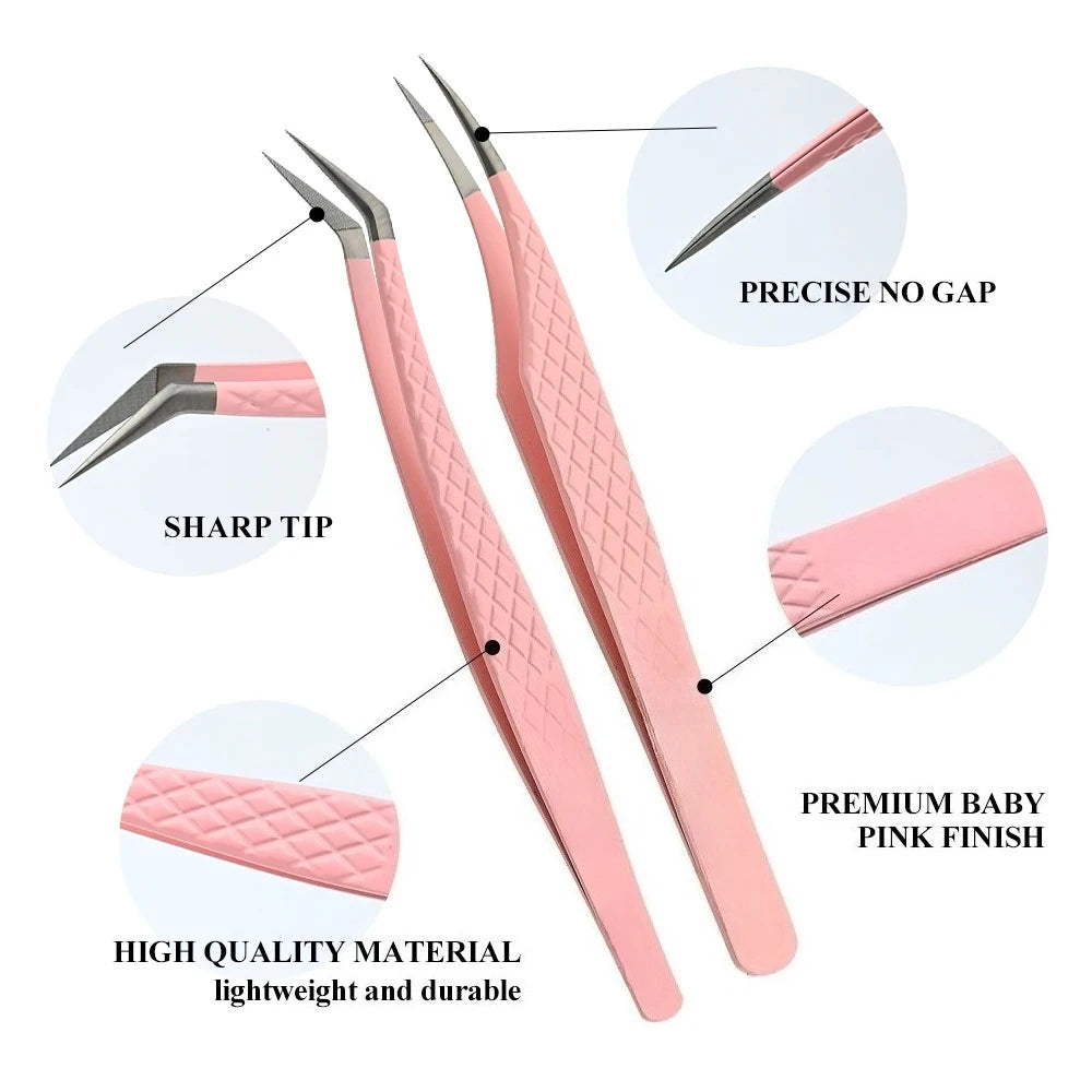 Eyelash Extension Tweezer Volume Precise Luxury Diamond Grip 420 Qme