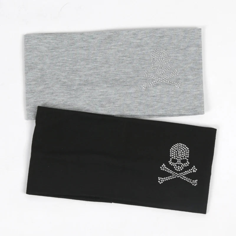 Unisex Wide Yoga Elastic Headband Fashion SKull-pattern Makeup Soft Qme