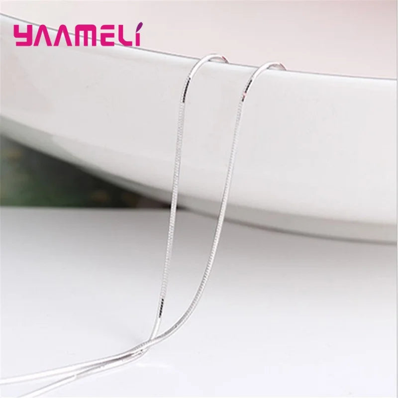 Big Promotion 100% Authentic 925 Sterling Silver Color Chain Necklace with Lobster Clasps Men Women Pendant 1.2/3/4mm 16-30 Inch Qme