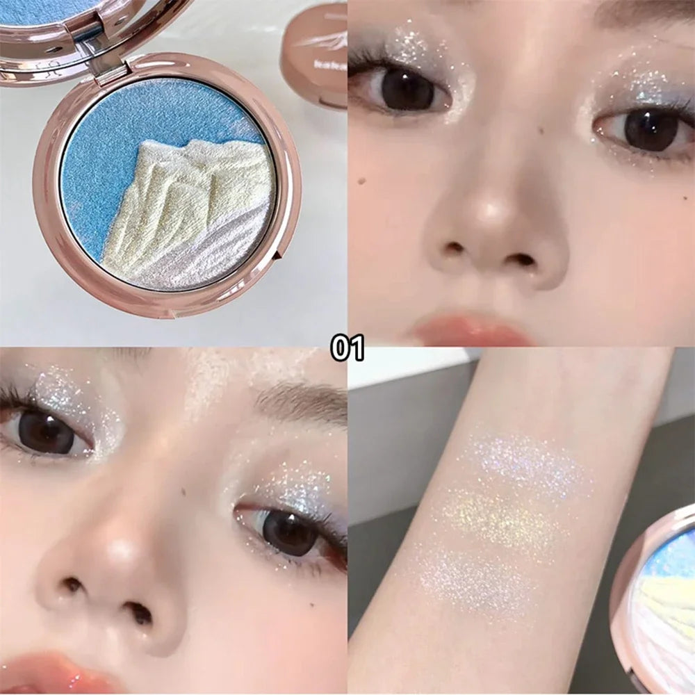 High-Gloss Palette Delicate Pearl Shimmer Non-Cakey High Color Payoff Facial Contour Brightening Contouring Natural Makeup Qme 01