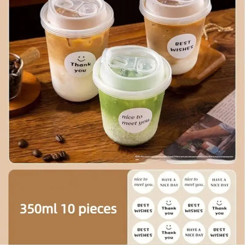 U-shaped Disposable Cups Transparent Coffee Lids Drink Milk Tea Qme A1