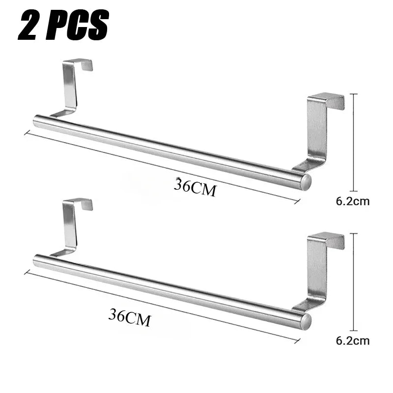 Stainless Steel Towel Rod,drillless Cabinet Door Rack Hanging Towels,Bathroom Accessories Door,Kitchen/bathroom Storage Qme 36CM-2PCS