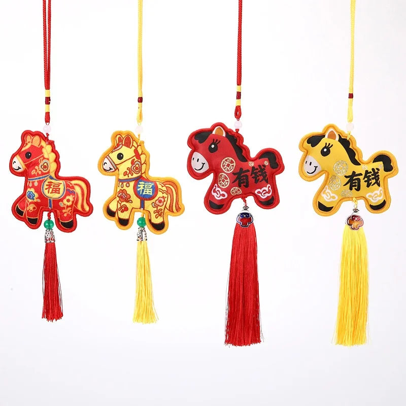 Lucky Fragrant Bag Tassels Horse Incense Car Hanging Chinese Zodiac Qme