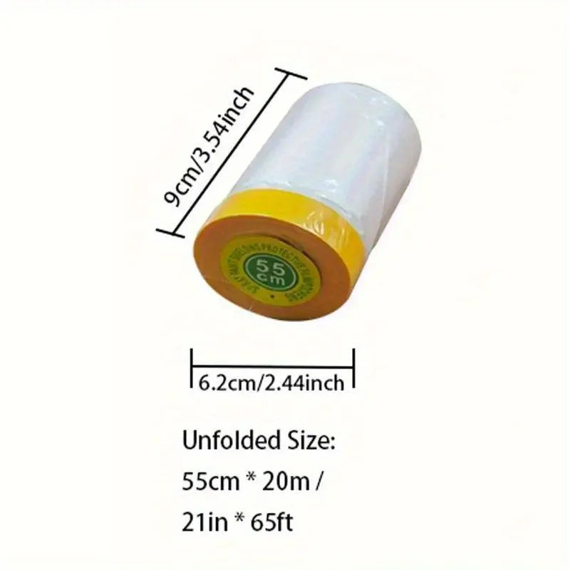 Pre-applied masking tape and drip-proof cloth - construction tape, used for preventing spills on walls, and painted furniture Qme 55cm 20m 21in 65ft 1roll