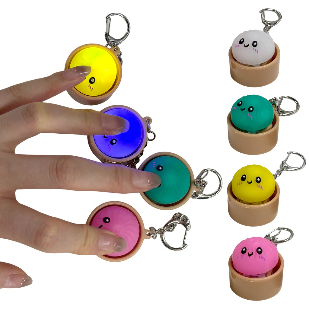 4/6/12PCS 3D Printed Dumpling Keyboard Keychain Fidget Toy Decompression Keyboard Clicker Toys Stress Relief Clicker Button Gift Qme