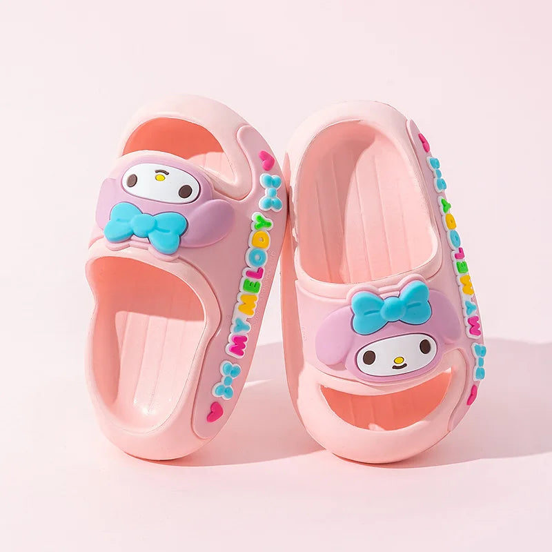 Hello Kitty Kuromi Flip-Flops Summer Student Flip-Flops for Indoor Use Non-Slip Slippers for Home Use Qme 4 19cm Sizes30-31