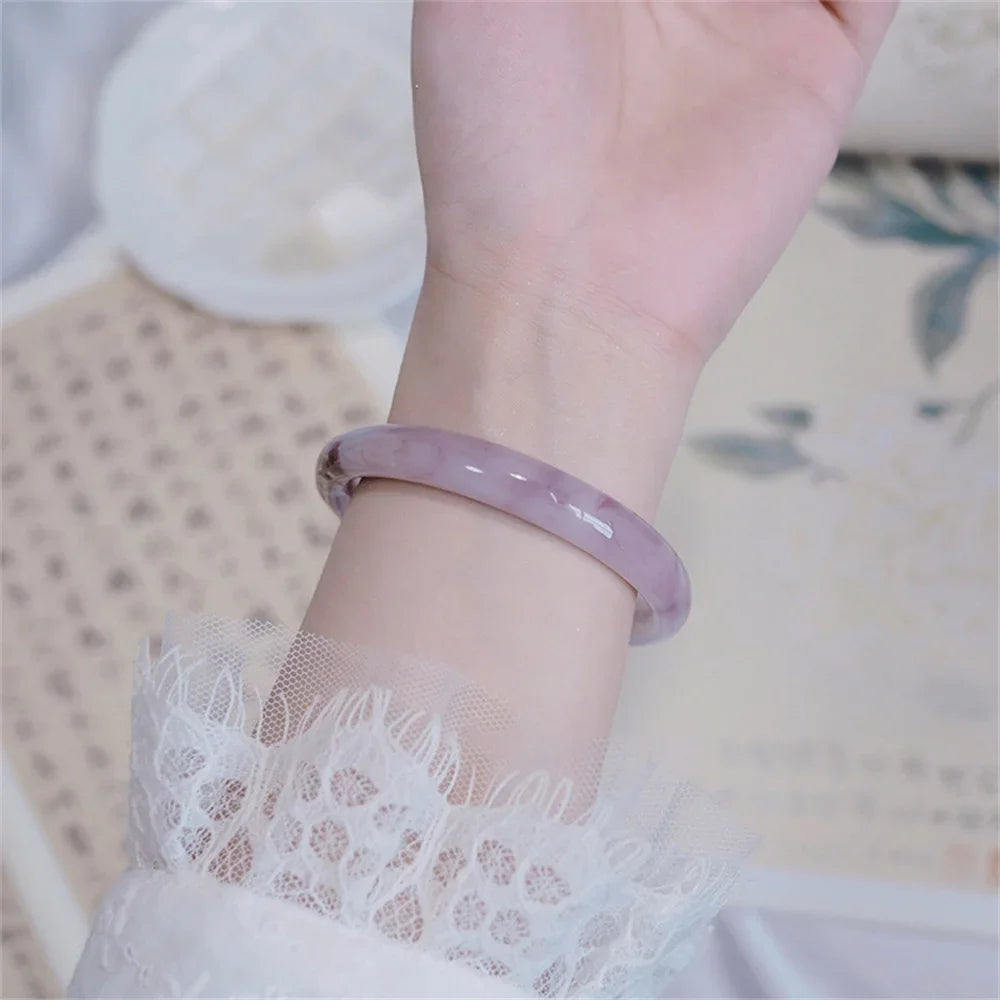 Beautiful Girl Green White Bracelet Elegant Gift Chinese Style Popular Retro Ink Round Bracelet Simple Temperament Bracelet Qme 4