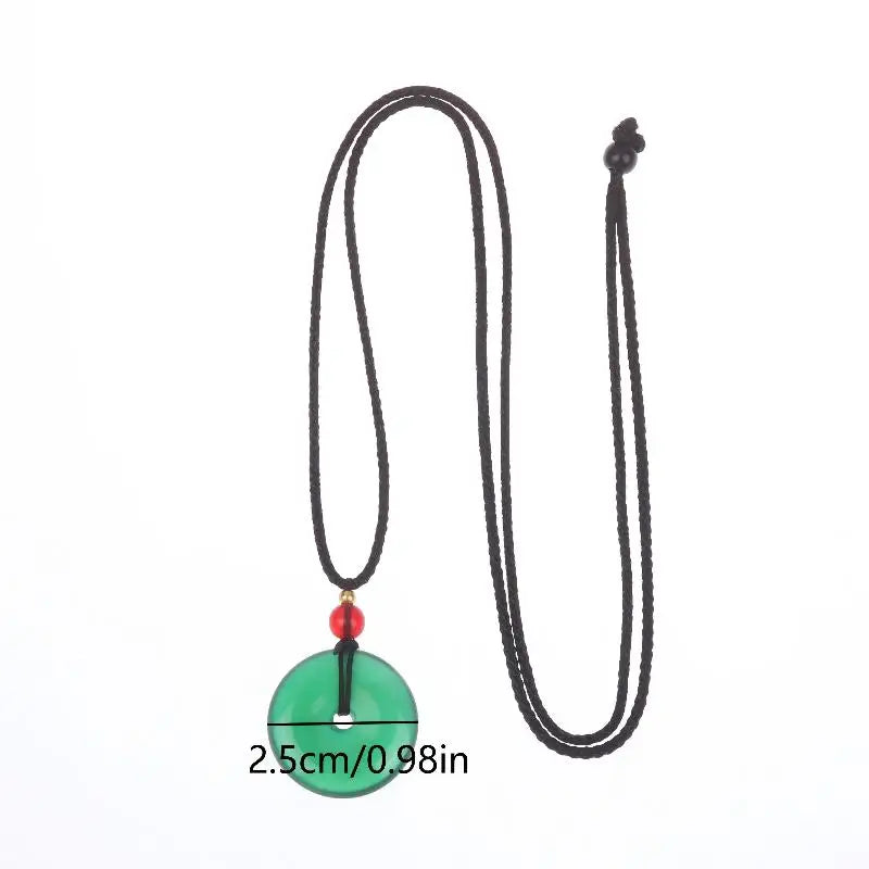Natural Green Jade Donut Charm Necklace Ice Embellish Green Pendant Necklaces Simple Fashion Jewelry For Women Men Gifts Qme