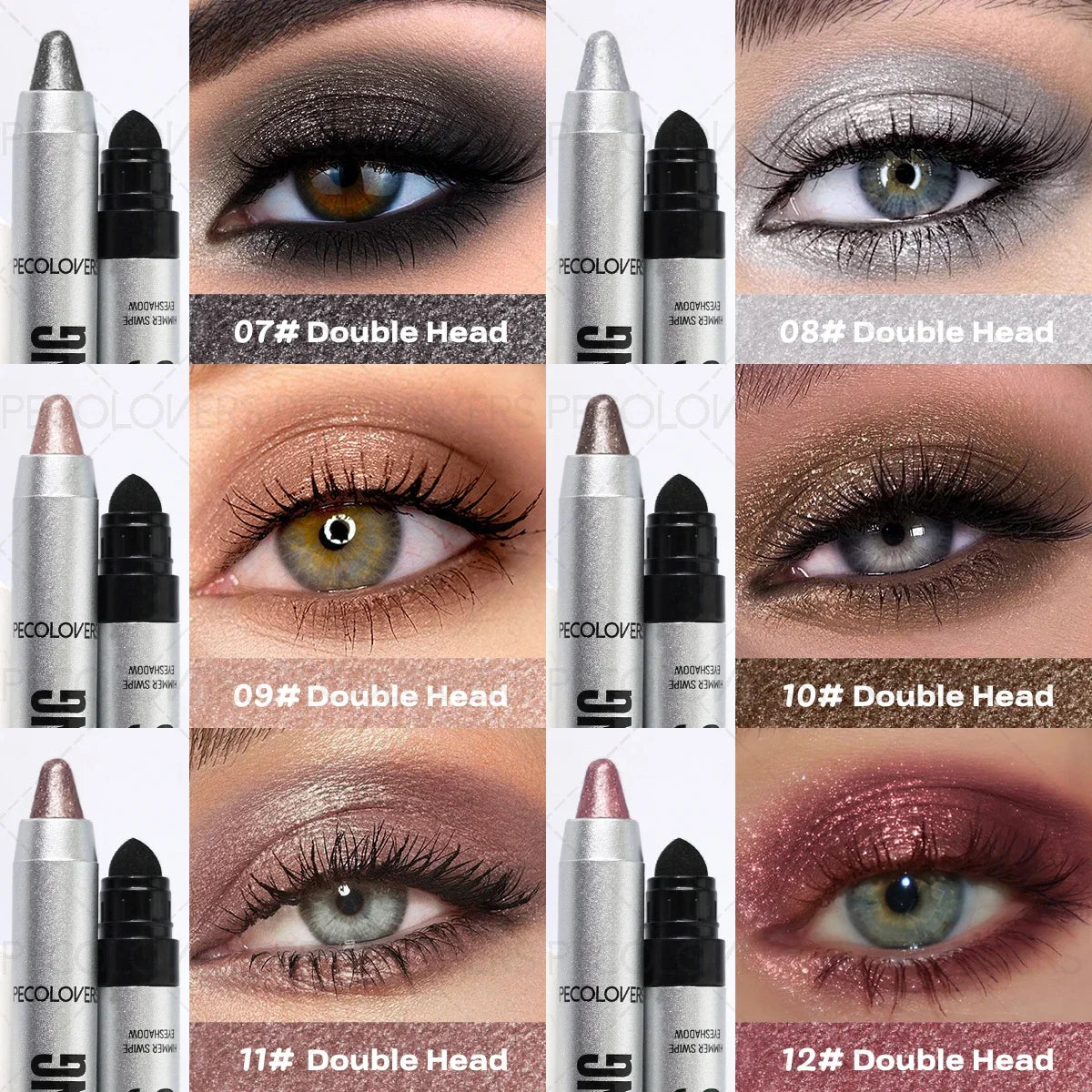 Long-lasting Dual-ended Shimmer Eyeshadow Stick Blue Green Violet Qme