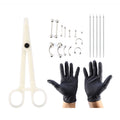 20pcs /set Tongue Nose Belly Button Body Jewelry Piercing Rings Clamp Gloves Needles Tool Kit Body Piercing Ring Kit Qme black