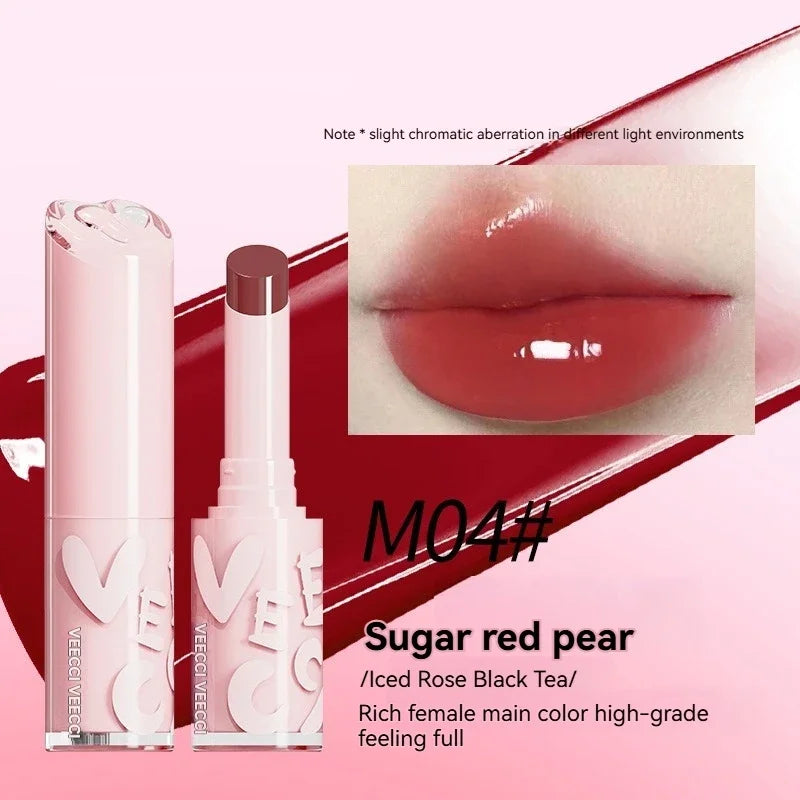Long lasting Makeup Water Mirror Lip Non Sticky Long Lasting Natural Shine Glaze Moisturizing Essence Solid Lip Honey Qme candied red pear