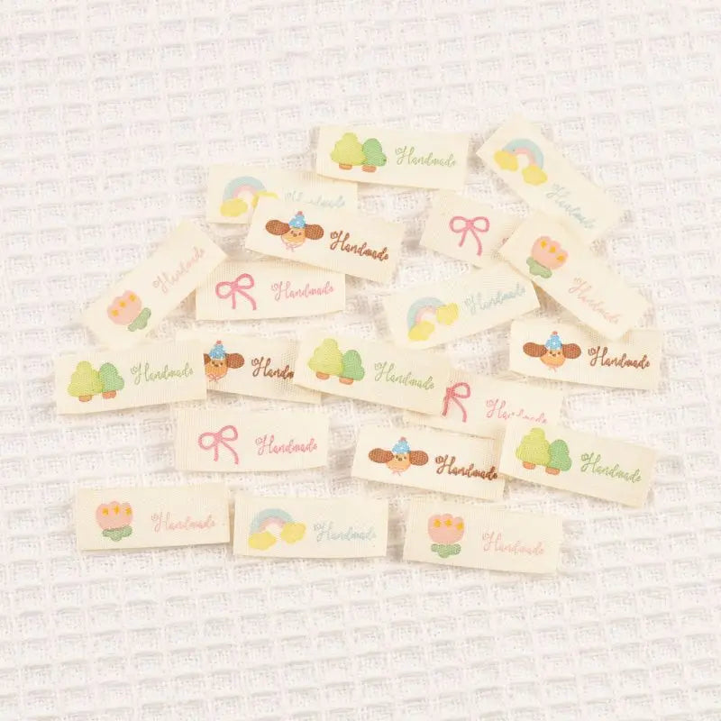 50pcs 16×40mm Mixed cartoon pattern cotton Labels Sewing Handmade Label For Clothing Shoes Bags Garment cp3809 Qme