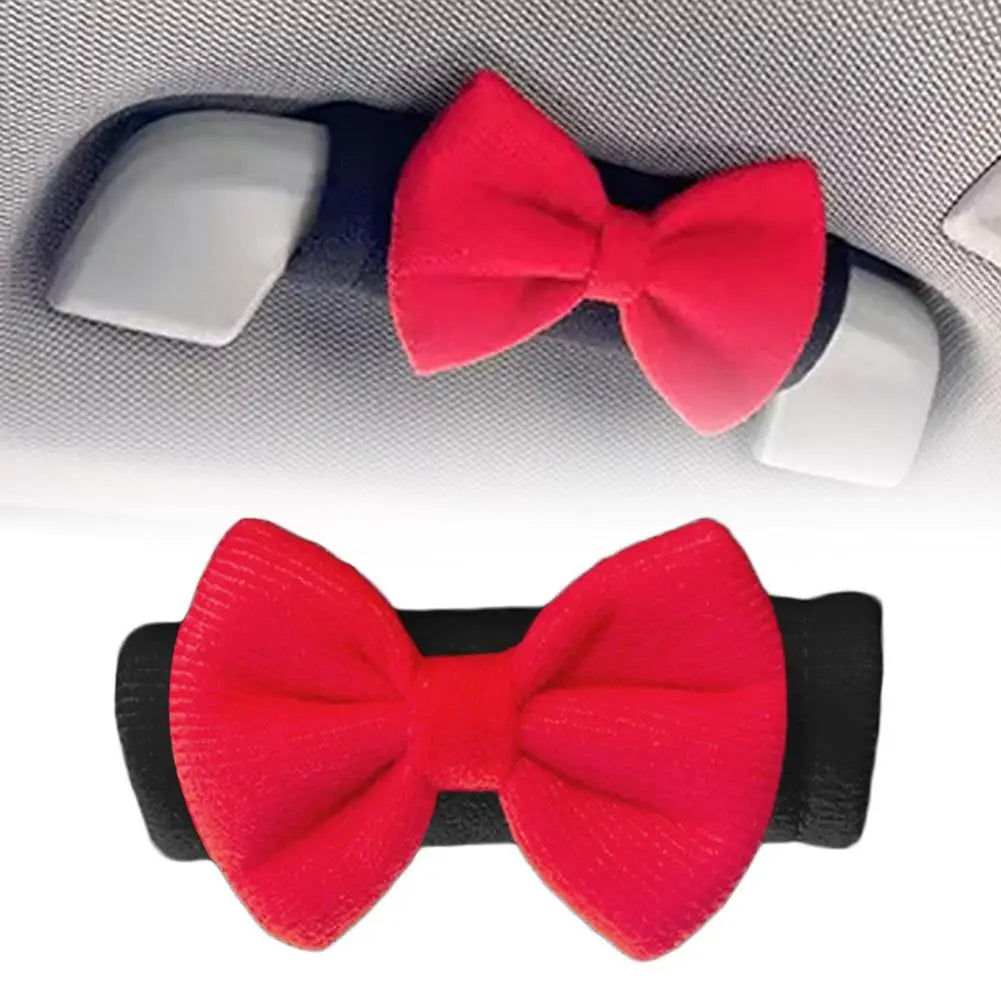 Bow Tie Car Handle Protector Cover Cute Roof Armrest Protective Qme 2 Red