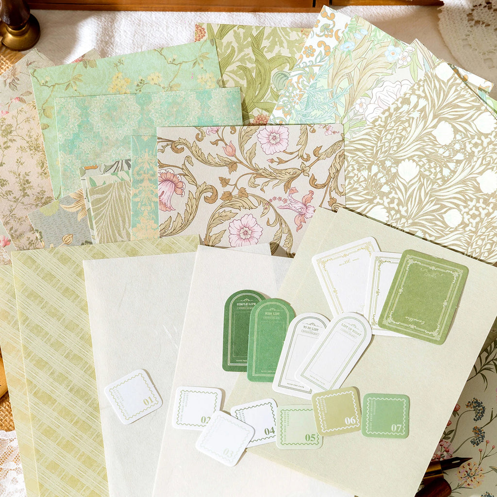 40pcs/pack Kawaii Scrapbooking Material Set Sticker Aesthetic DIY Scrapbooking Supplies Photo Album Decor Stationery Qme