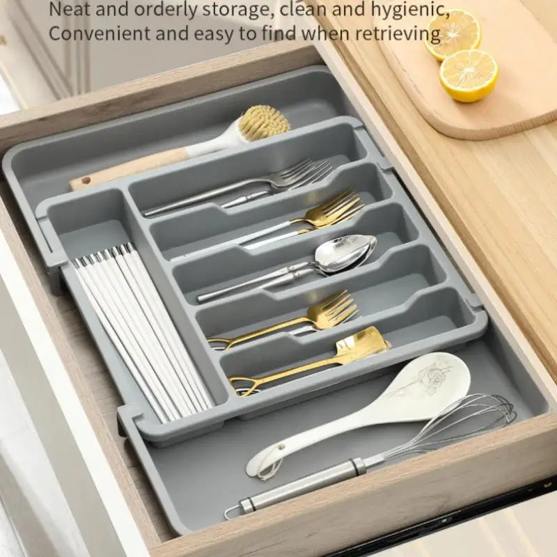 Adjustable Cutlery Tray Drawer Organizer Kitchen Expandable Utensil Qme