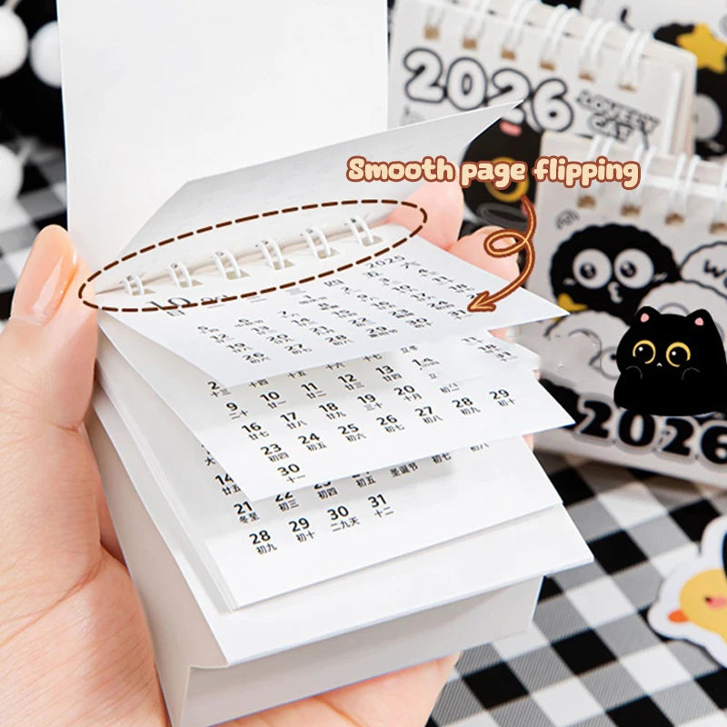 Random Mini 2026 Calendar Portable Cute Cat Office School Supplies Qme