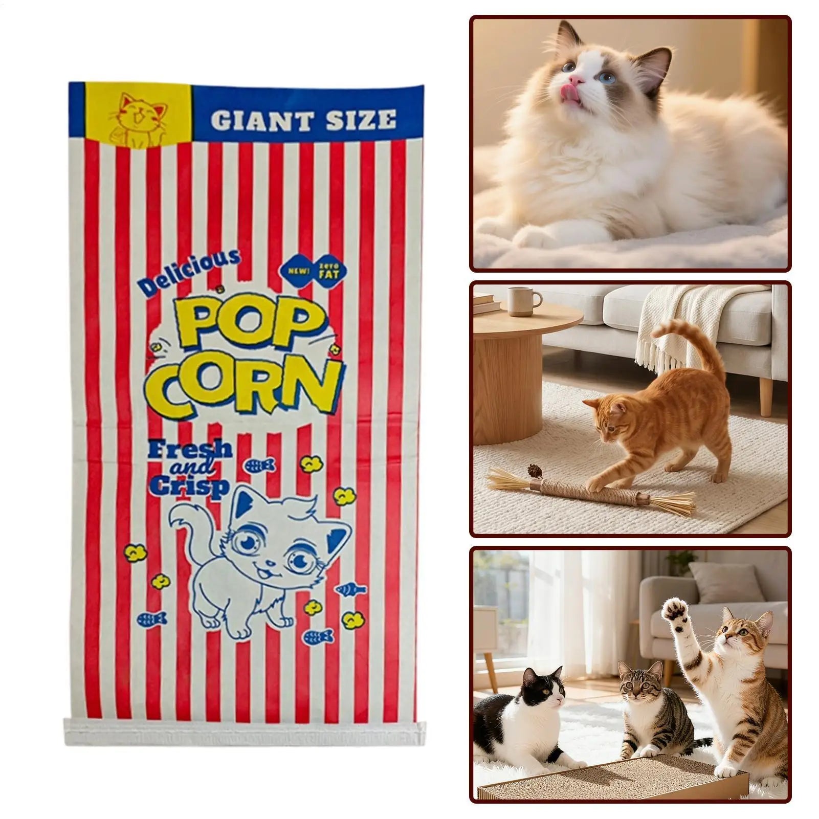 Crinkle Cat Bag Interactive Foldable Crinkle Sack Cartoon Paper Box Bags for Kitten Small Dogs Outdoor Travel Car Camping Desk Qme