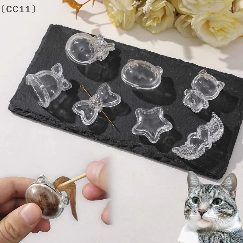 CC112pcs Pet Hair Keepsake Box Transparent Dog Cat Fur Storage DIY Qme