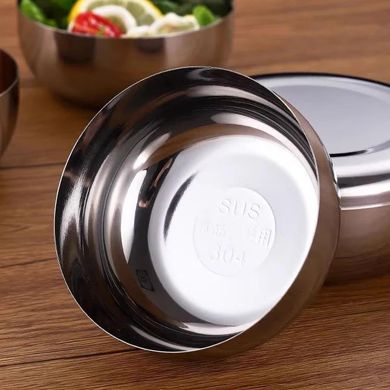 Stainless Steel Bowl Korean Big Cooked Rice Cover Single Layer Qme