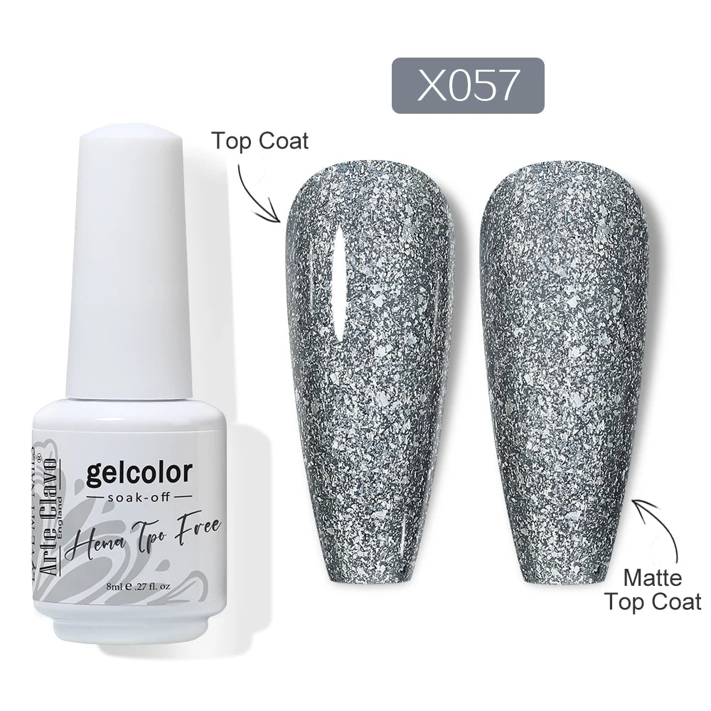 Arte Clavo HEMA Glitter Gel Nail Polish Pink Sliver Gold Sparkling