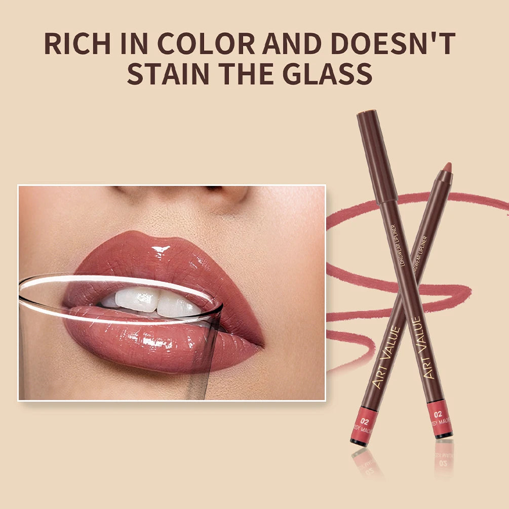 ART VALUE 6 Colors Nude Lipstick Pencil Makeup Sets Waterproof Lasting Sexy Red Lip Liner Pen Matte Lip Contour Pen Lip Stain Qme