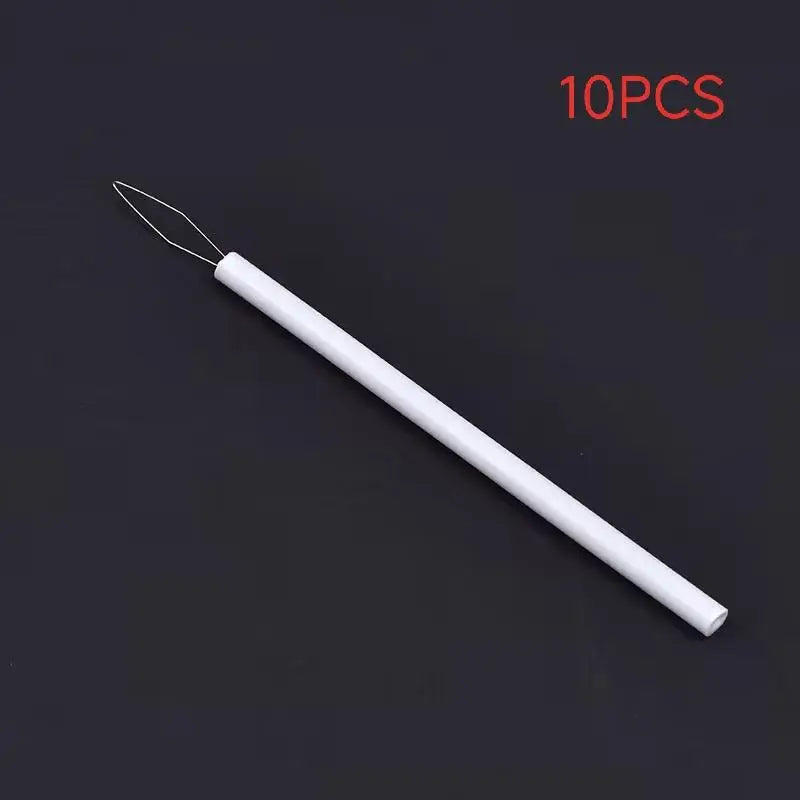 Leader Beader Threading Needle Sewing Tools Cylindrical Colorful Qme White 10pcs